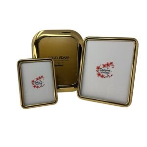 Set of 3 Vintage‎ Brass Photo Frames Mid Century Modern Rounded Gallery Wall Set